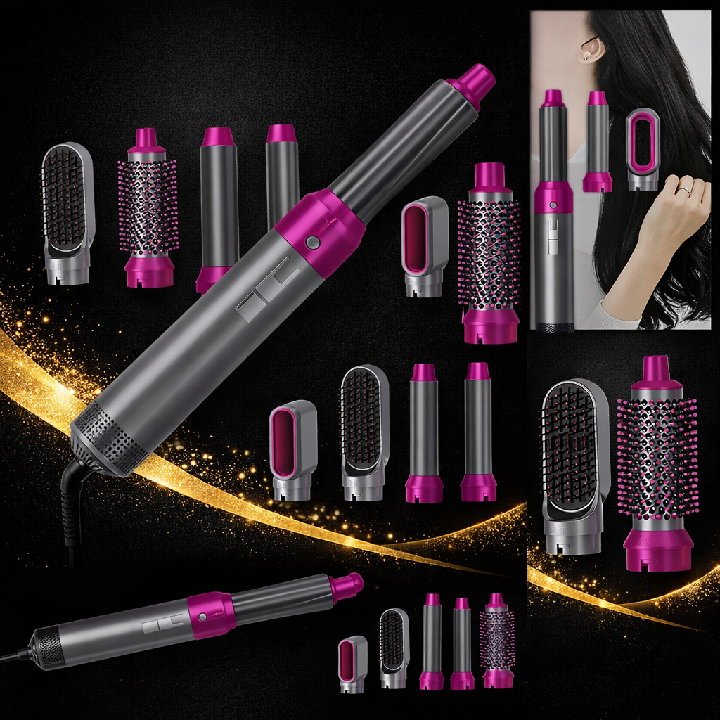 Muti-Functional 5 IN 1 Hair Styling Tool Detachable Hot Air Brush Hair Dryer with Comb